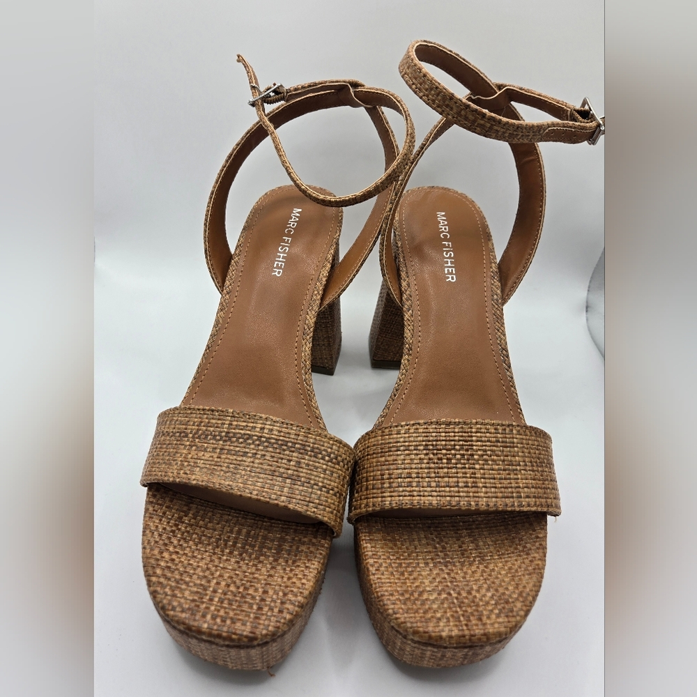 Marc Fisher Brown Textured Block Heels
